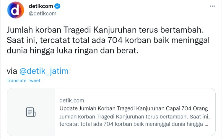 Korban Tragedi Kanjuruhan Terus Bertambah, Total Ada 704 Orang ...