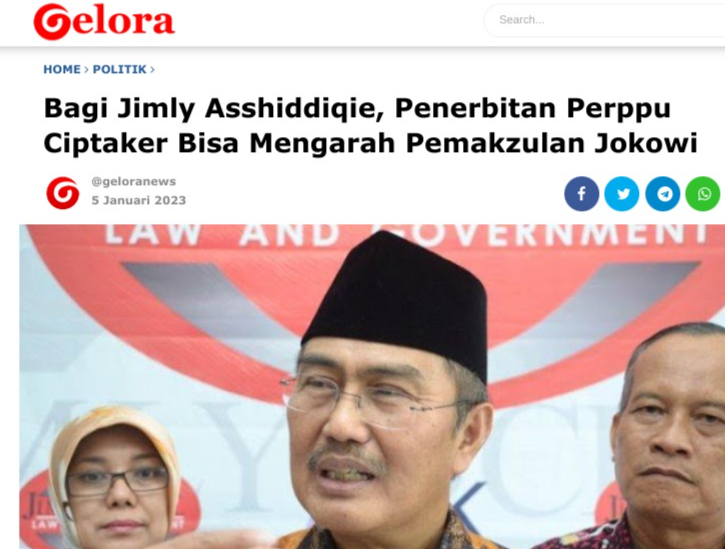 Bagi Jimly Asshiddiqie, Penerbitan Perppu Ciptaker Bisa Mengarah ...